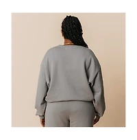 Ocio Women's Organic Cotton Teddy Oversized Crewneck