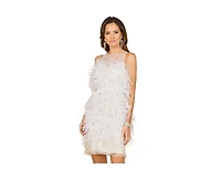 Lara Women's Bridal Cocktail Dress with Feathers
