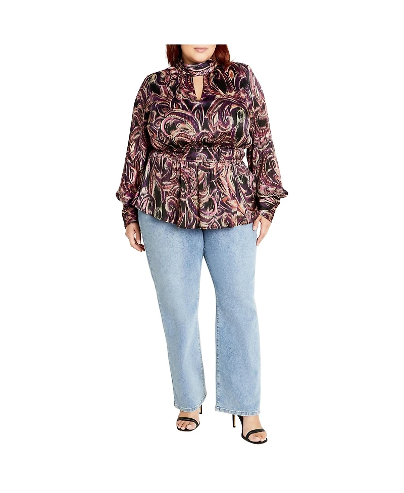 City Chic Women's Katya Ruched Peplum Top