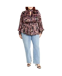 City Chic Women's Katya Ruched Peplum Top