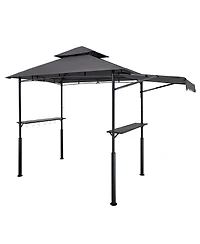 Slickblue Reinforced 8'x5' Outdoor Grill Gazebo with Awning, Shelf, and Double-Tier Top