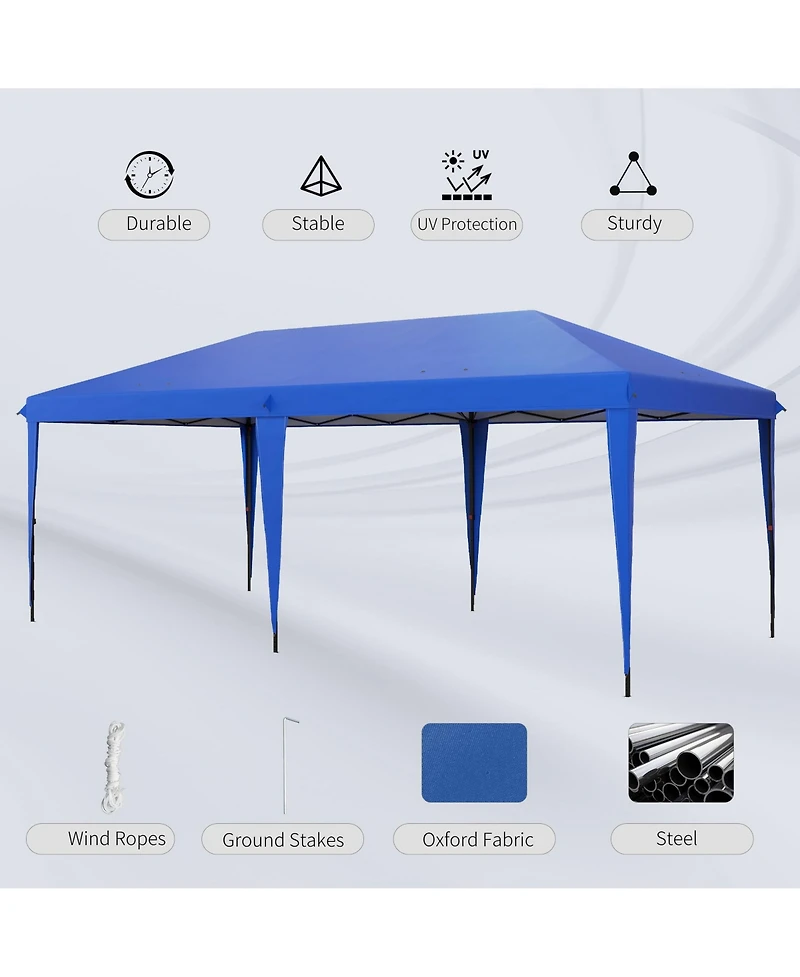 Outsunny 10' x 20' Pop Up Canopy Tent, Outdoor Gazebo & Carry Bag,