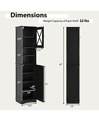 Tall Freestanding Bathroom Storage Cabinet with 5 Adjustable Shelves