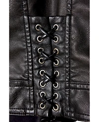 Warehouse Women's Oversized Whipstitch Leather Look Jacket