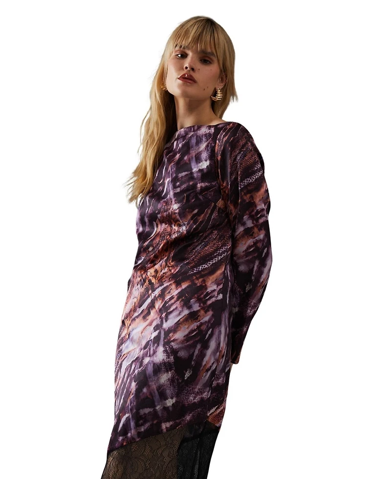 Warehouse Women's Column Lace Panel Midi Dress