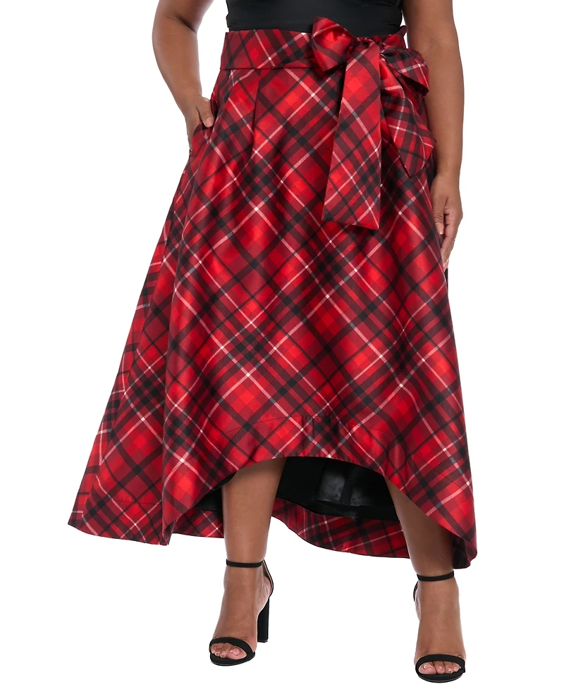 Muse Plus High Low Plaid Ballgown Skirt