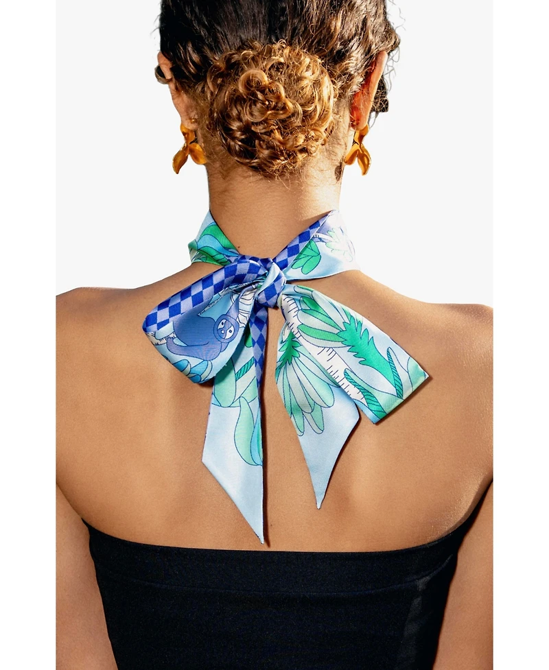 Jessie Zhao New York Silk Skinny Scarf Jungle Party