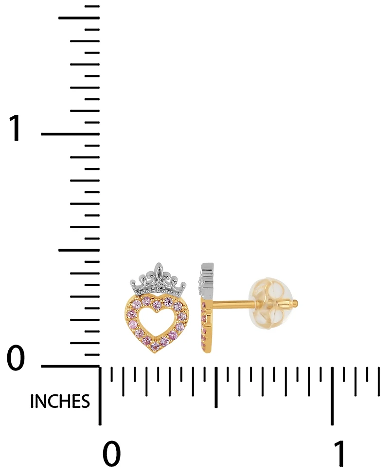 Disney Cubic Zirconia Heart Stud Earrings in 10K Yellow Gold
