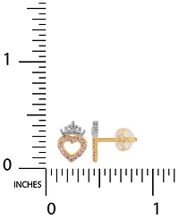 Disney Cubic Zirconia Heart Stud Earrings in 10K Yellow Gold
