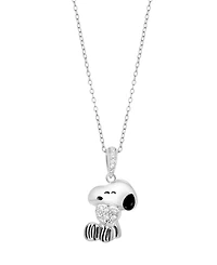 Macy's 2-Pc. Cubic Zirconia Snoopy Necklace and Earrings Set in Sterling Silver