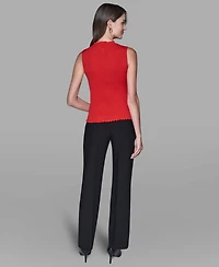 Karl Lagerfeld Paris Women's Ruffled Rib-Knit Sleeveless Top