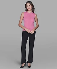 Karl Lagerfeld Paris Women's Ruffled Rib-Knit Sleeveless Top