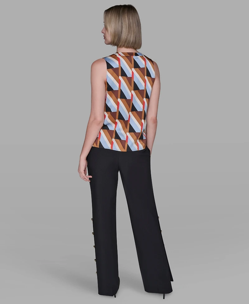 Karl Lagerfeld Paris Women's Sleeveless V-Neck Top