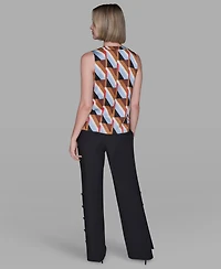 Karl Lagerfeld Paris Women's Sleeveless V-Neck Top