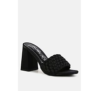 Lust Look Braided Satin Block Sandals Women