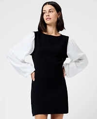 French Connection Women's Mixed Media Round Neck Mini Dress