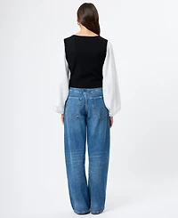 French Connection Women's Shirting Combo Long-Sleeve Top