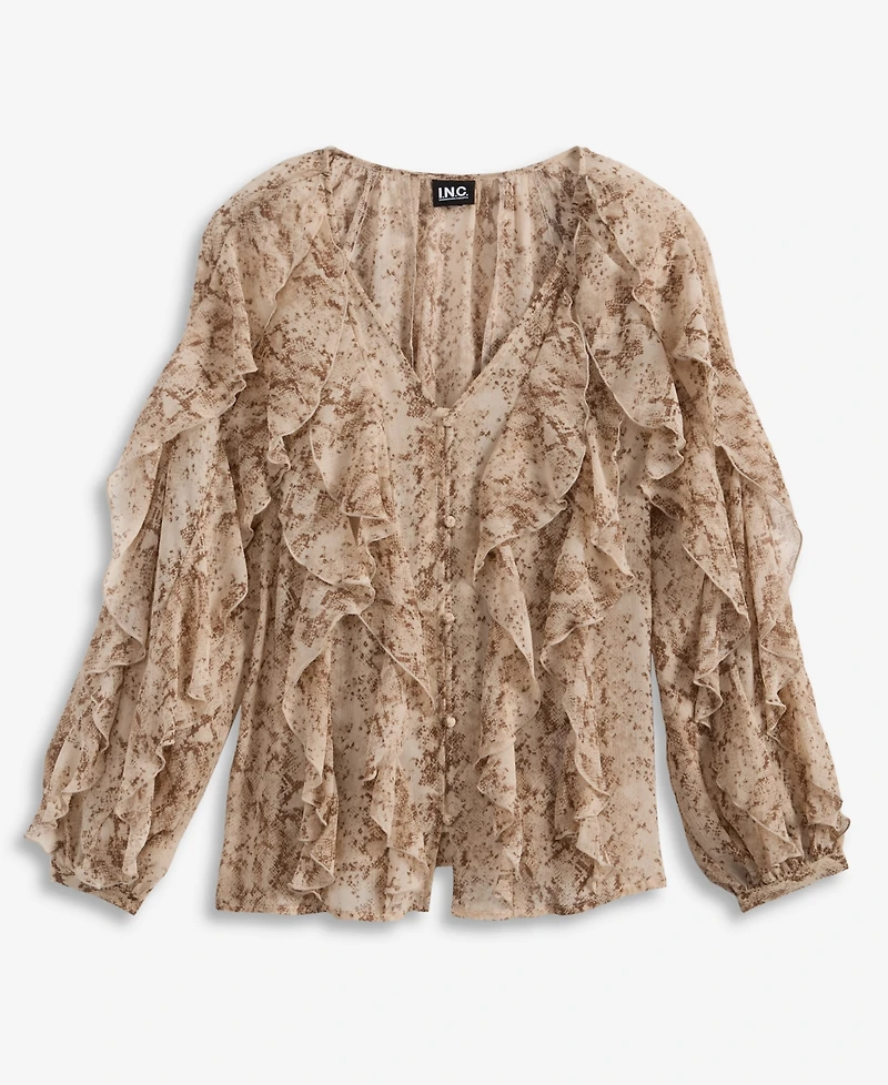 I.n.c. International Concepts Women's V-Neck Ruffle-Front Top, Macy's Exclusive