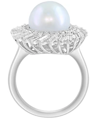 Effy Collection Freshwater Pearl (11mm) and Lab Grown Diamond Ring (1-1/3 ct. t.w.) in 14K White Gold