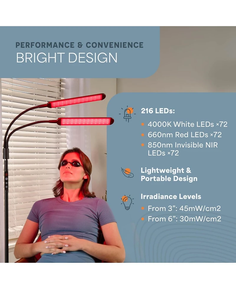 LifePro Dual Head Red & Infrared Light Therapy Lamp – 216 Led, 660nm & 850nm Modes for Skin Health, Pain Relief, Circulation & Wellness