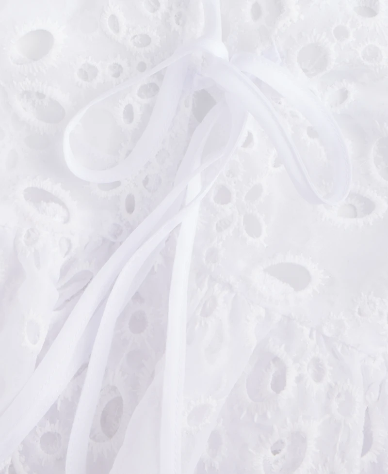 On 34th Women's Woven Long-Sleeve Cut-Work Blouse, Macy's Exclusive