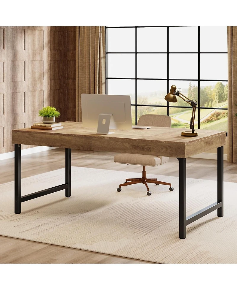 Tribesigns 55" Industrial Executive Desk, Rustic Simple Computer Laptop Desk, Study Writing Table Business Workstation