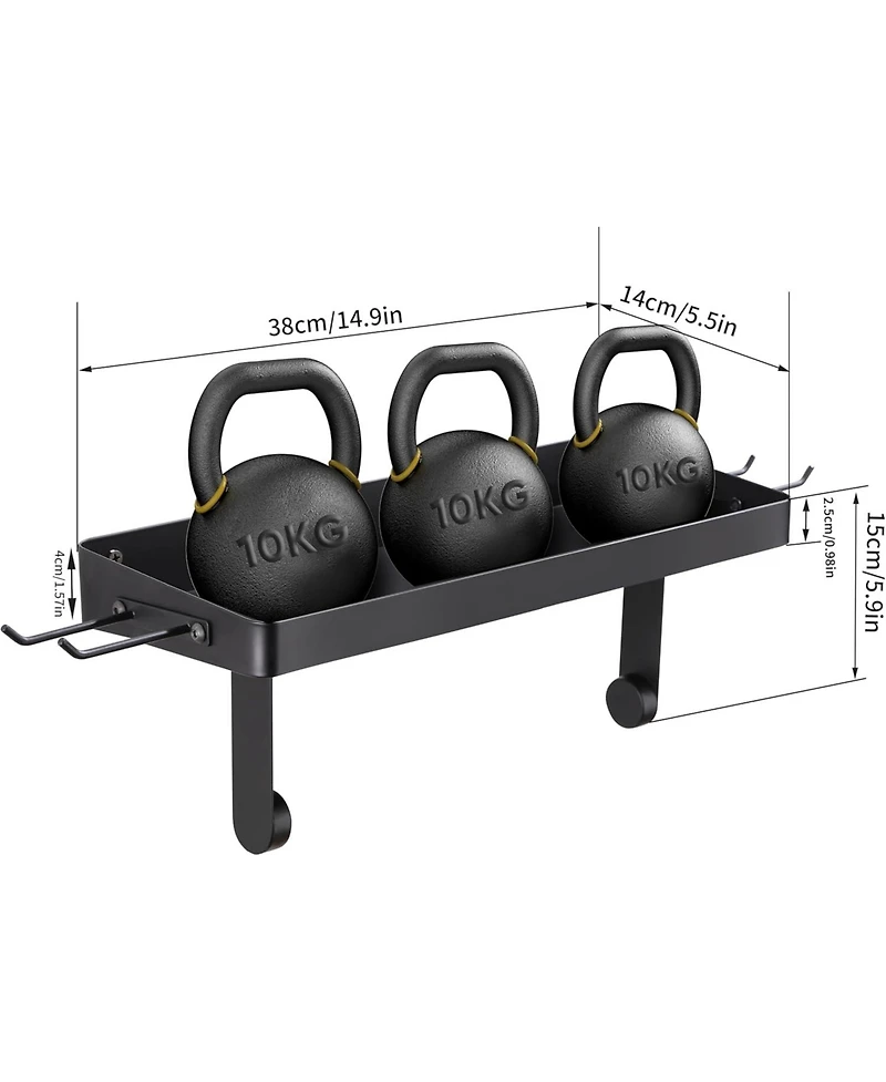 Garage Paper Towel Holder with Shelf - Wall Mount Paper Towel Holder with 4 Hooks, Single-Hand Tear Paper Towel Rack Heavy Duty Tissue Holder