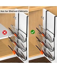 2 Pack Pot Lid Organizer for Cabinet, 6-Tier Pot Lid Holder Over Cabinet Door, Pot Lid Rack for Kitchen Cabinet Organizer, Inside the Cabinet Pots