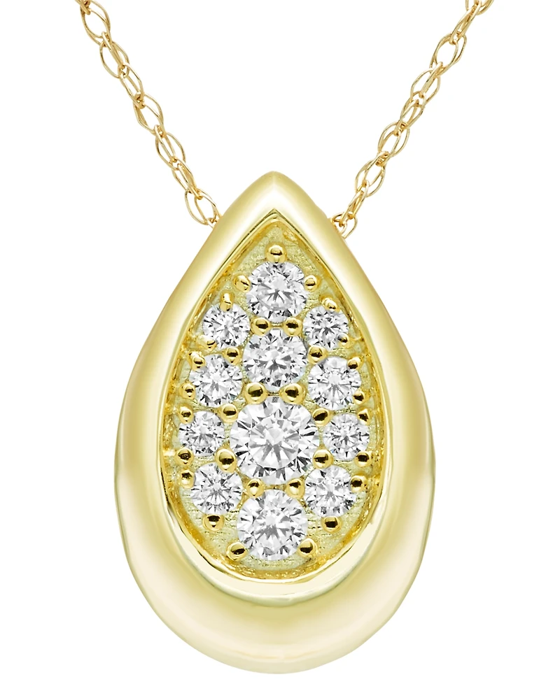 Macy's Diamond Pendant Necklace (1/4 ct. t.w.) in 14K Yellow Gold