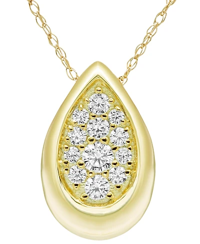 Macy's Diamond Pendant Necklace (1/4 ct. t.w.) in 14K Yellow Gold