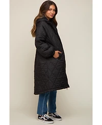 Pinkblush Maternity Olive Quilted Long Puffer Jacket