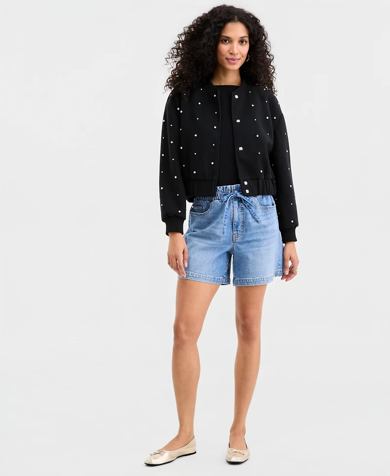 On 34th Women's High-Rise Paperbag-Waist Jean Shorts, Macy's Exclusive