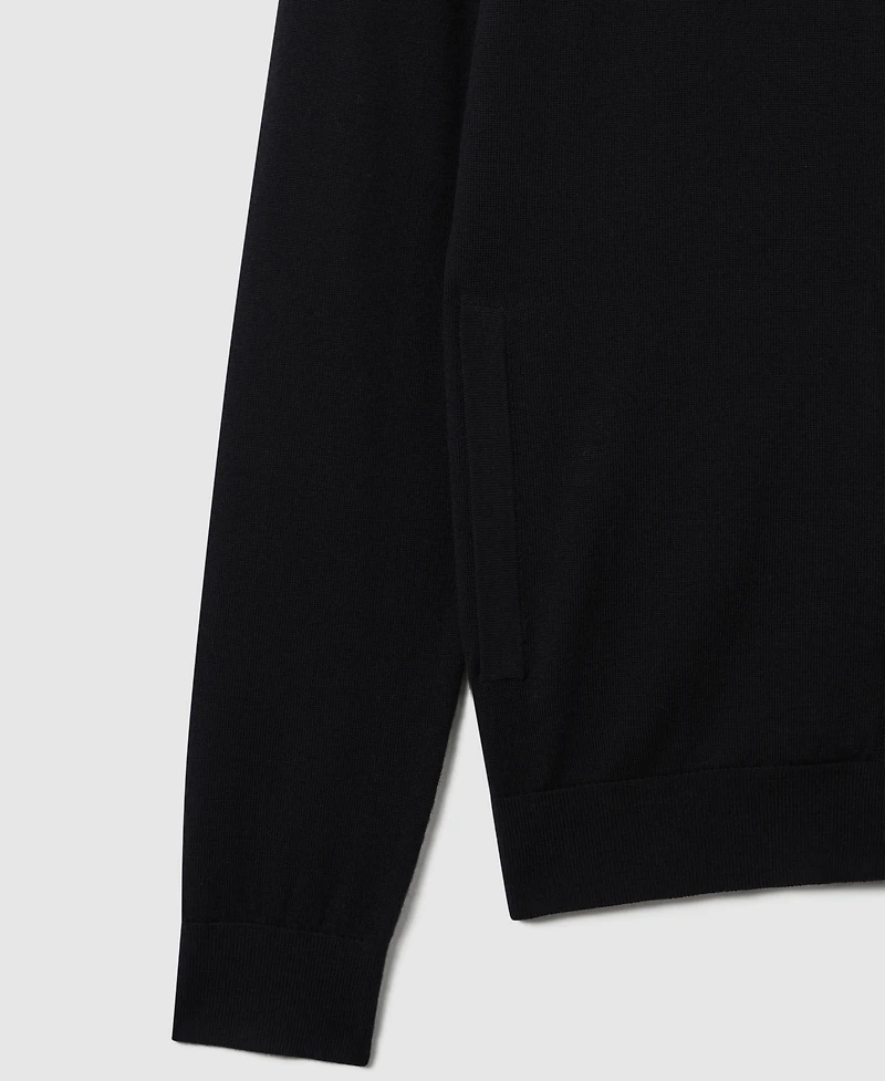 Reiss Men's Merino Wool Funnel-Neck Cardigan