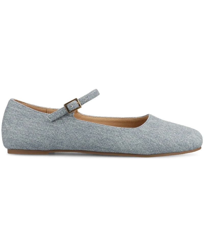 Journee Collection Womens Carrie Medium and Wide Width Buckle Square Toe Mary Jane Dress Flats