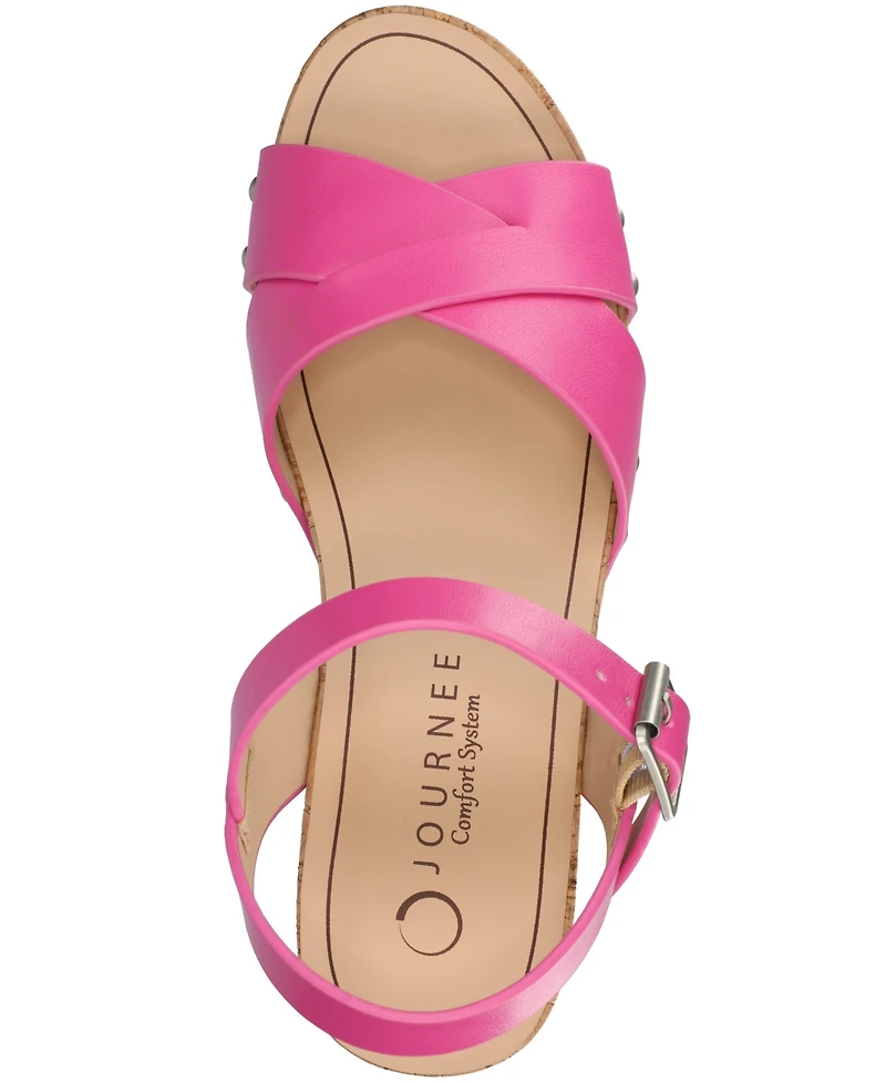 Journee Collection Womens Valentina Comfort System Ankle Strap Platform Dress Sandals