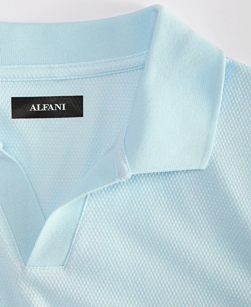 Alfani Men's Textured Jacquard Johnny-Collar Polo Shirt, Macy's Exclusive