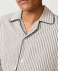 Reiss Men's Stripe Cuban-Collar Piped Shirt