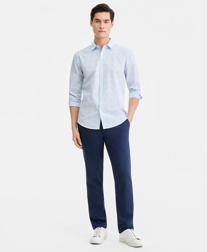 Alfani Men's Long-Sleeve Cotton Faded Geo Shirt, Macy's Exclusive