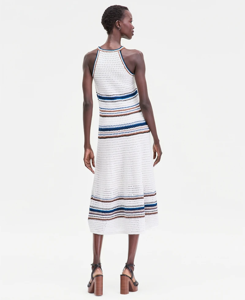 I.n.c. International Concepts Women's Sleeveless Crochet Striped Sweater Dress, Macy's Exclusive