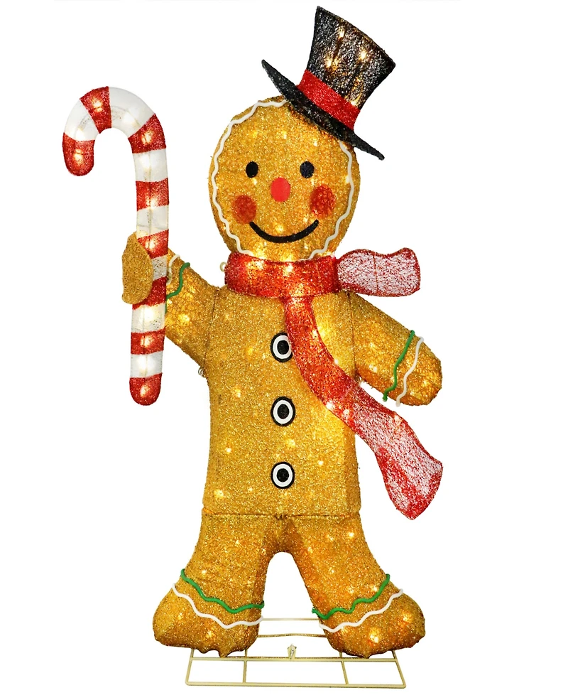 Puleo International 4' Pre-Lit Outdoor Gingerbread Man Christmas Holiday Decor