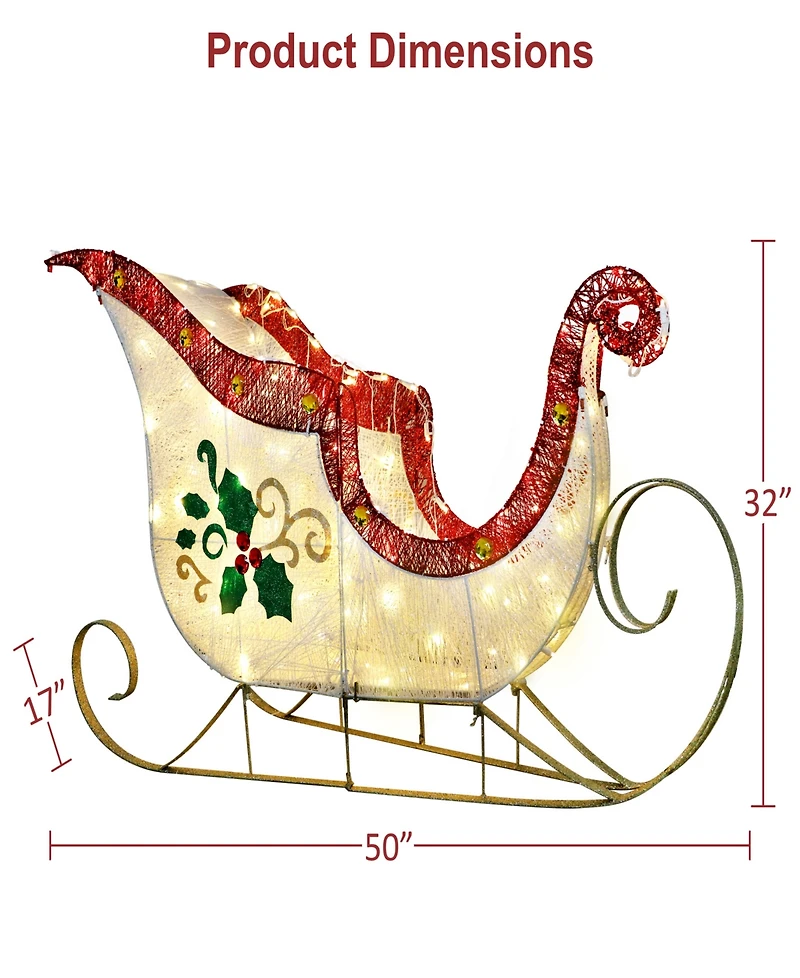 Puleo International 32" Pre-Lit Outdoor Sleigh Christmas Holiday Decor