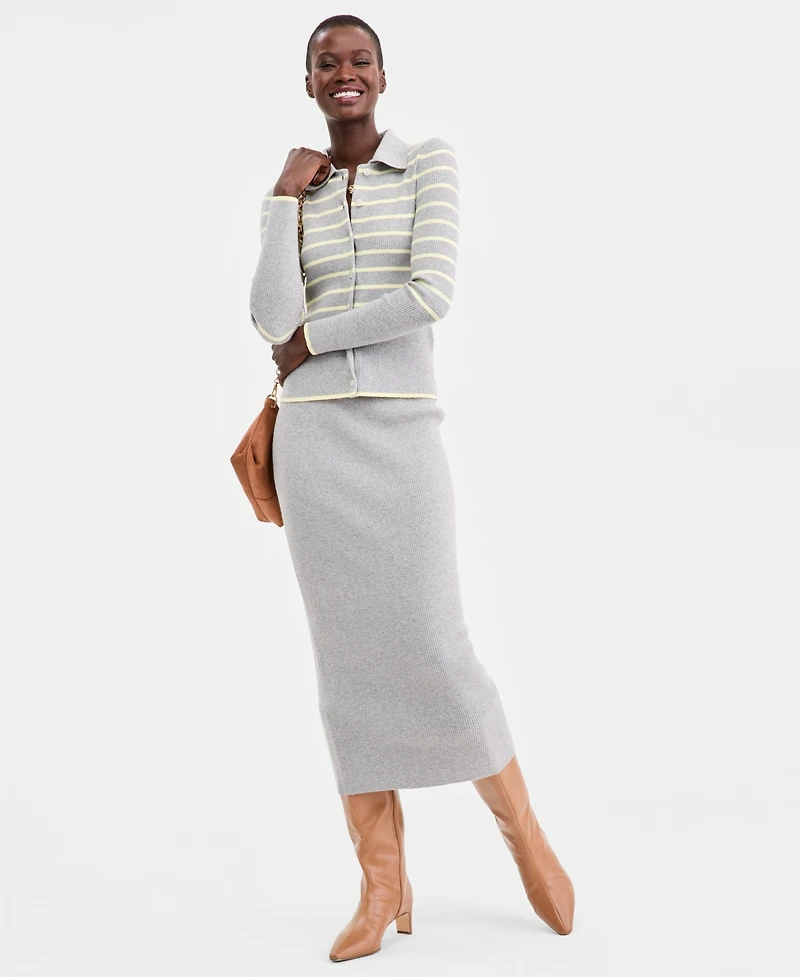 On 34th Women's Striped Collared Cardigan , Macy's Exclusive