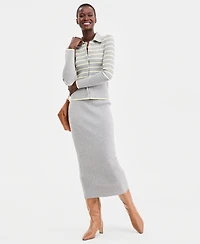 On 34th Women's Striped Collared Cardigan , Macy's Exclusive