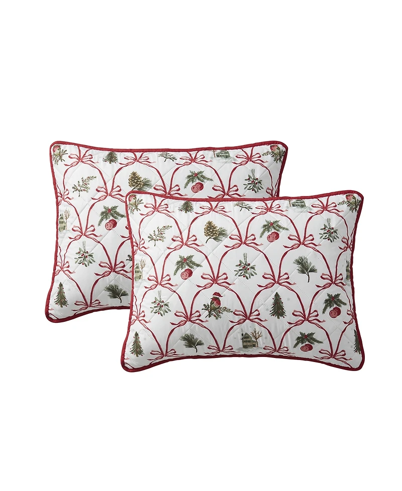 Vcny Home Christmas Bow Microfiber -Pc. Quilt Set