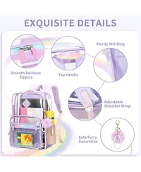 Clear Backpack Heavy Duty Transparent Backpack for School Clear Bags with Wider Straps See Through Plastic Bags Sport Events Concert Stadium-Purple