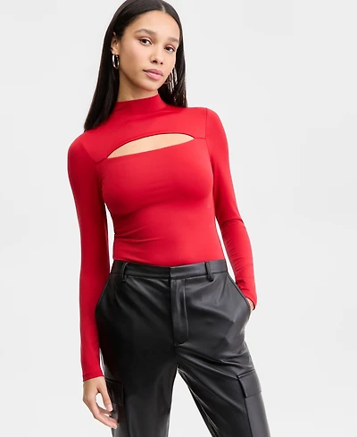 Bar Iii Women's Cutout Long-Sleeve Bodysuit, Macy's Exclusive