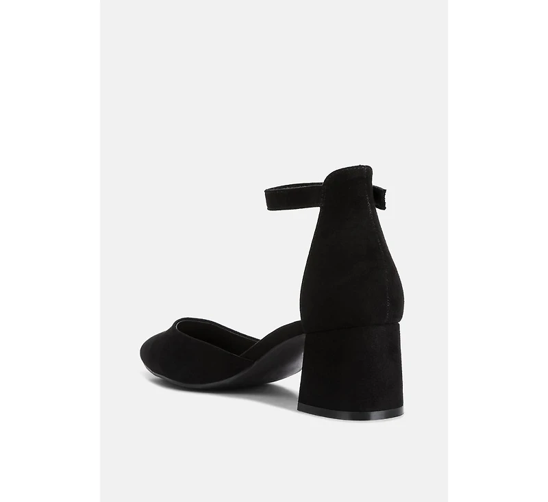 kody suede ankle strap block heel sandals