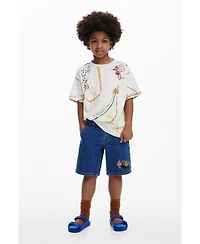 Desigual Boys Boys's Embroidered denim Bermuda shorts