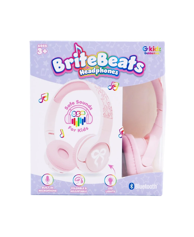 GabbaGoods BriteBeats Kids Volume Limiting Bluetooth Headphones with Led EarCaps