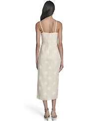 Vince Camuto Women's Novelty Woven Spaghetti Square Neck Dress